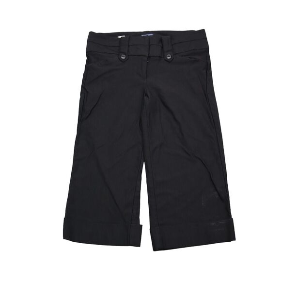 Ellemeno Pants 7 Black Mid Rise Solid Slash Pocket Button Front Capri Slacks - Picture 1 of 10